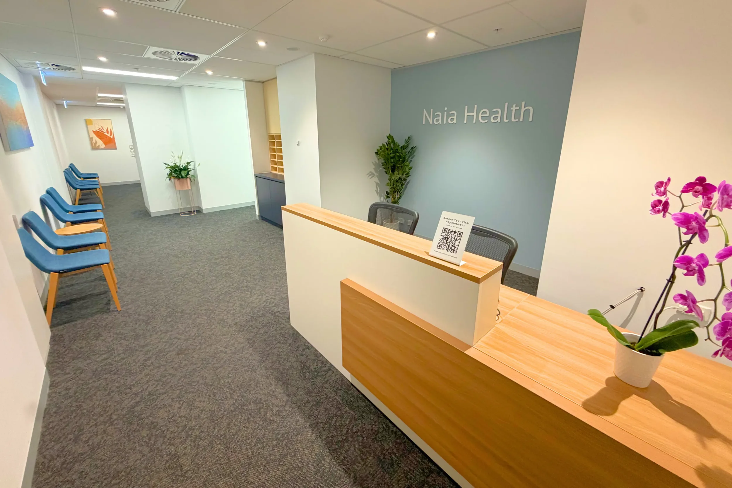 Naia Health reception desk and waiting area