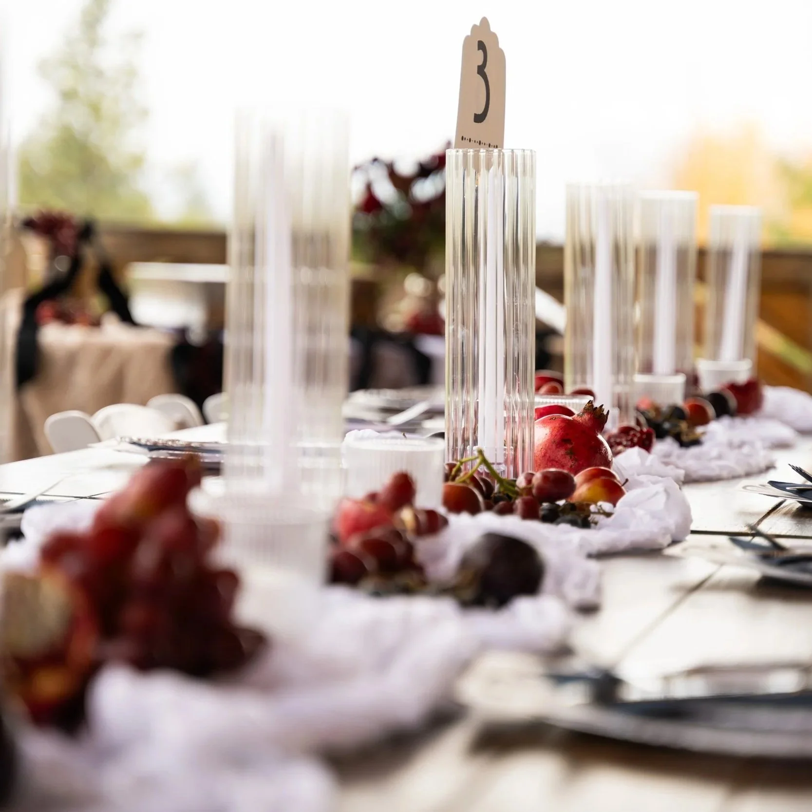 Table decor at Montana wedding