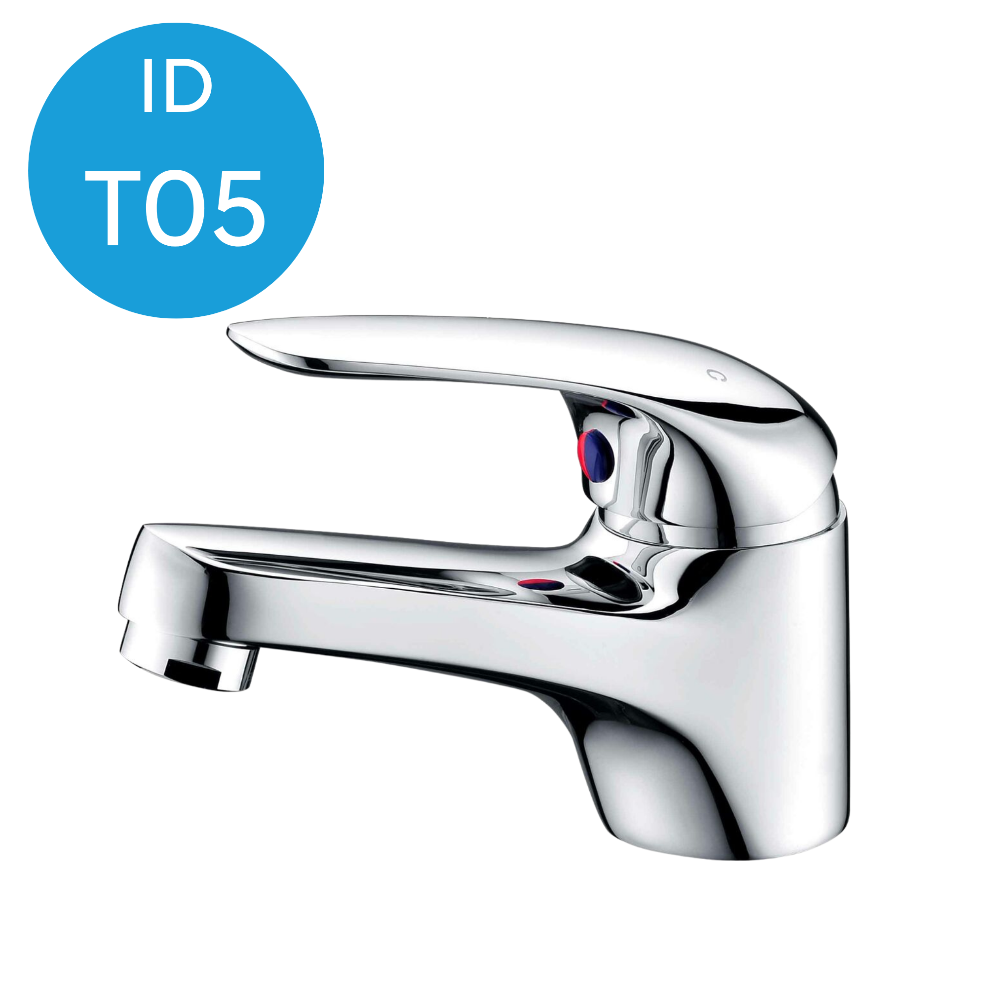Close-up of a modern, chrome-finished faucet with a sleek design and an oval handle.