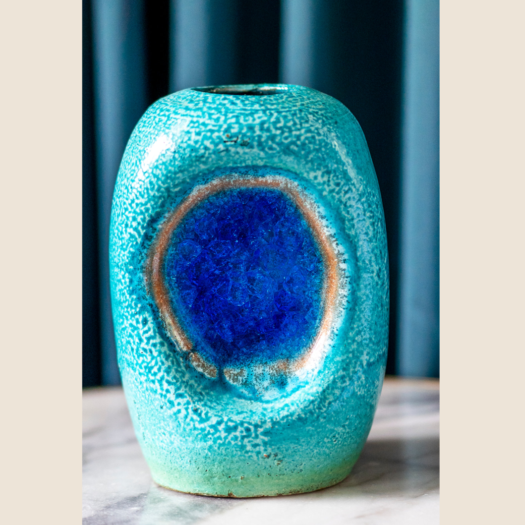 1970s Italy - Bitossi, Londi Fritte blue vase
