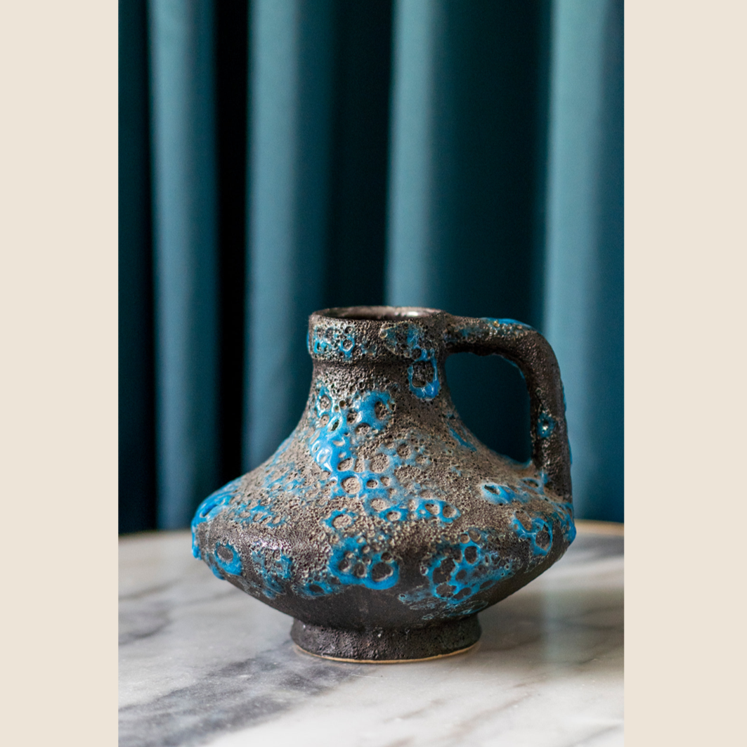 1960s Germany - 'Fat Lava' vase blue & black glaze