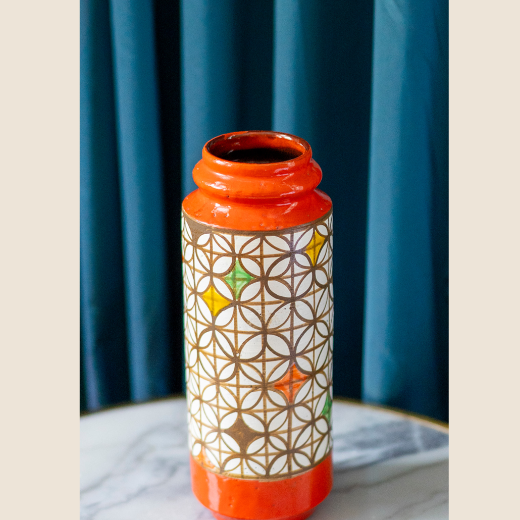 1960s Italy - Bitossi Londi patterned orange vase