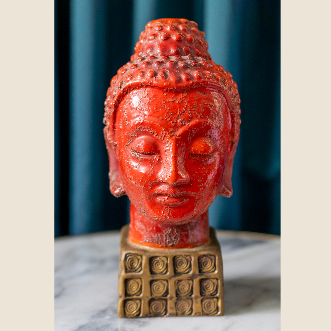 1960s Italy - Bitossi Londi 'Cinese' orange Buddha head