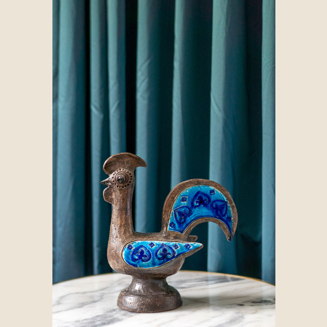 1960s Italy - Bitossi Londi Moresco rooster in 'Rimini Blu'