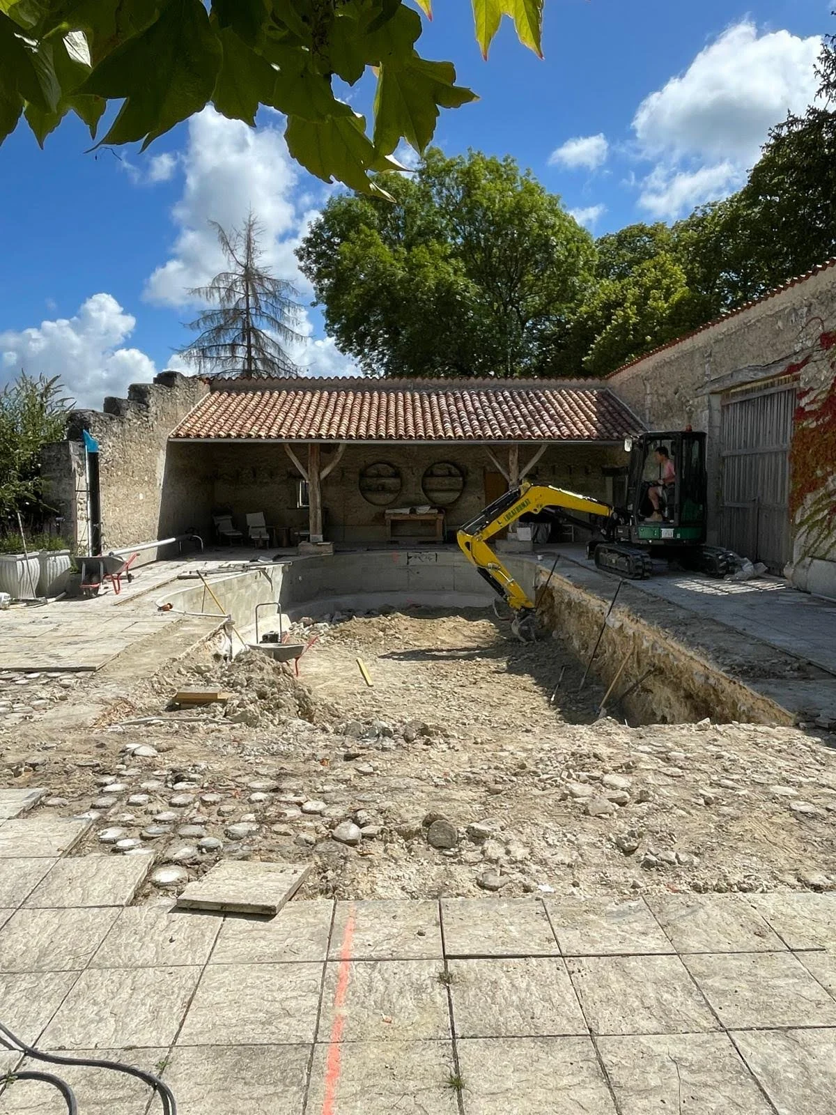 Courtyard pool construction and excavation