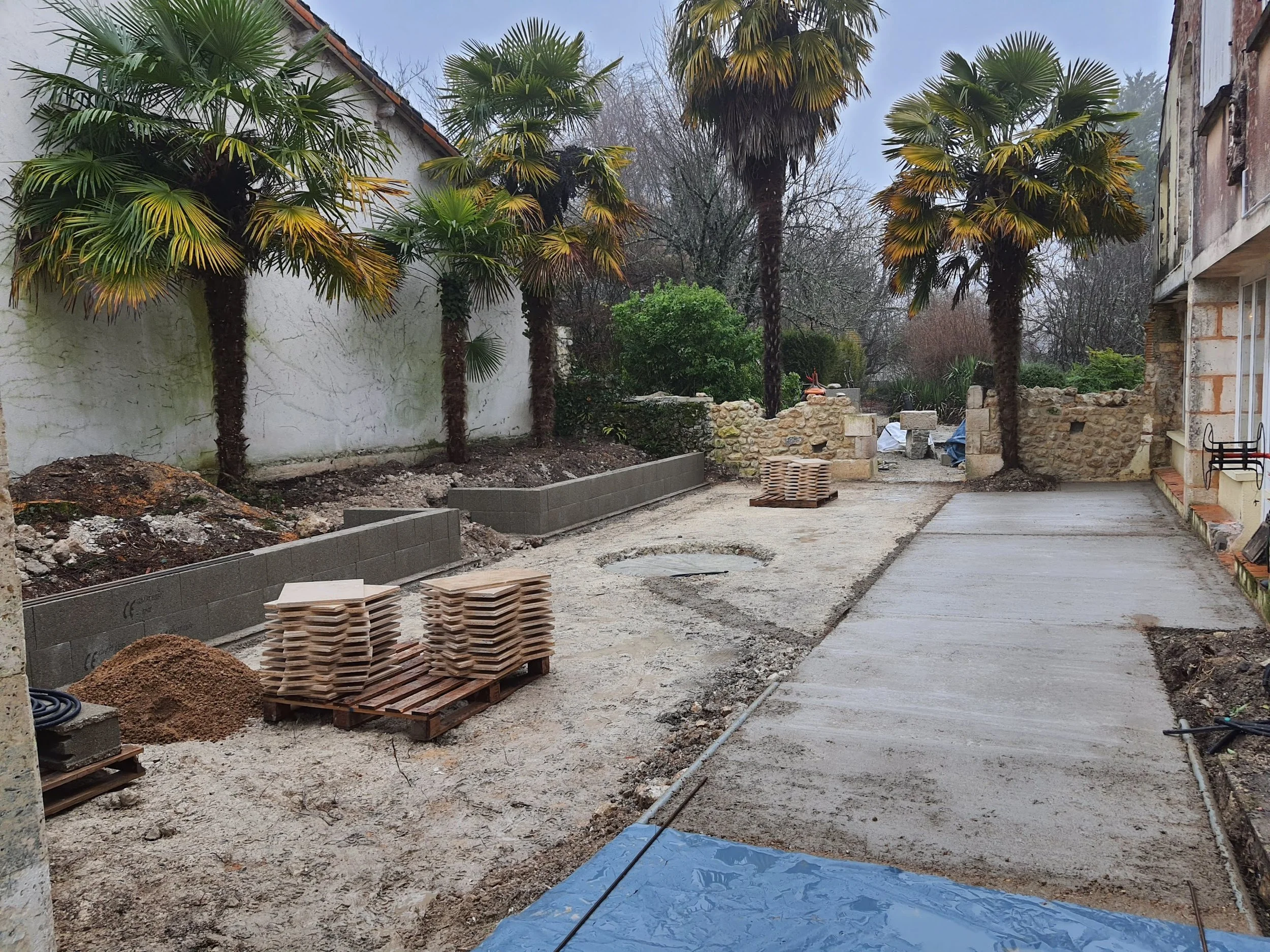 Palm courtyard construction