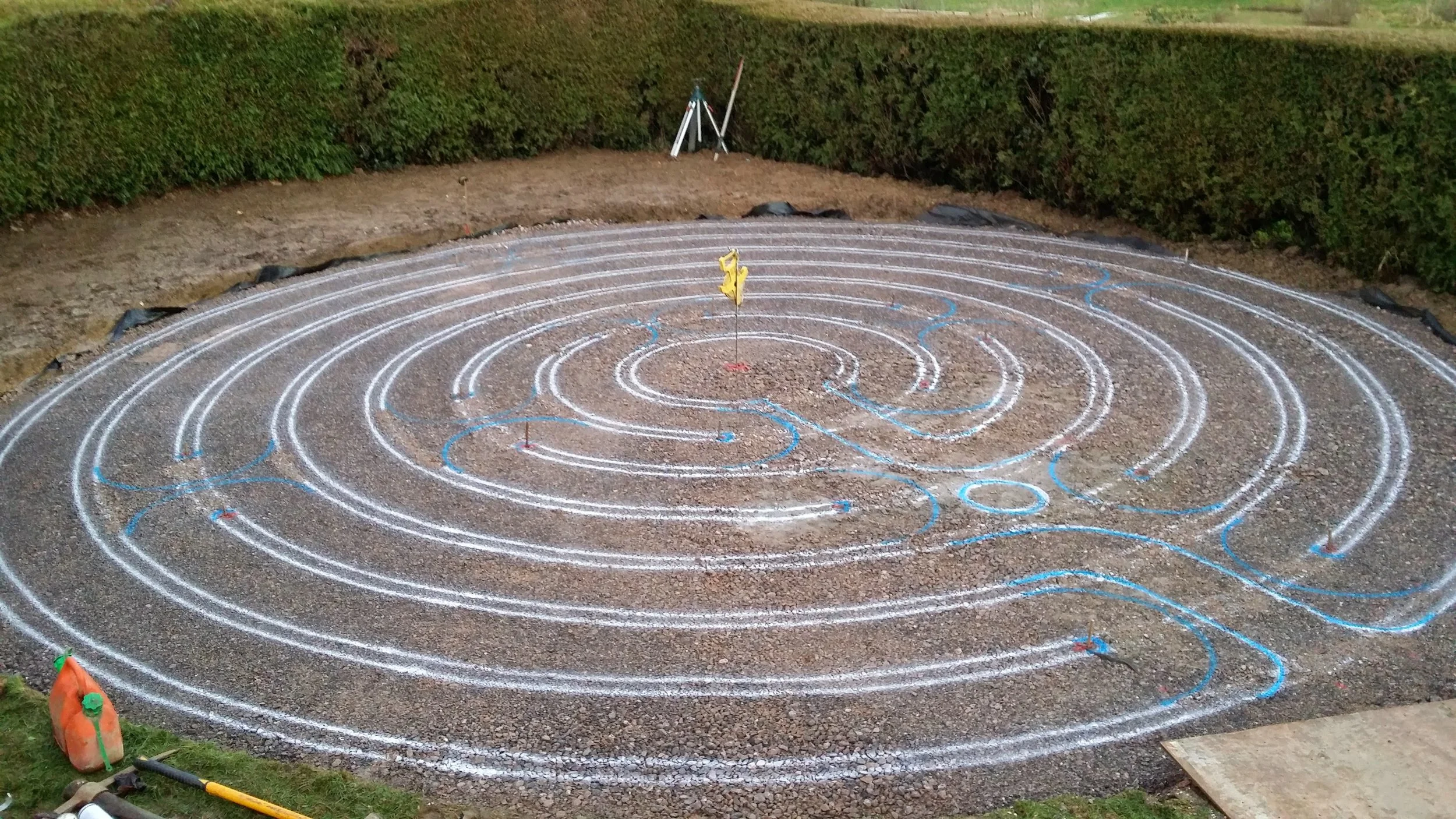 Seven-circuit labyrinth garden under construction