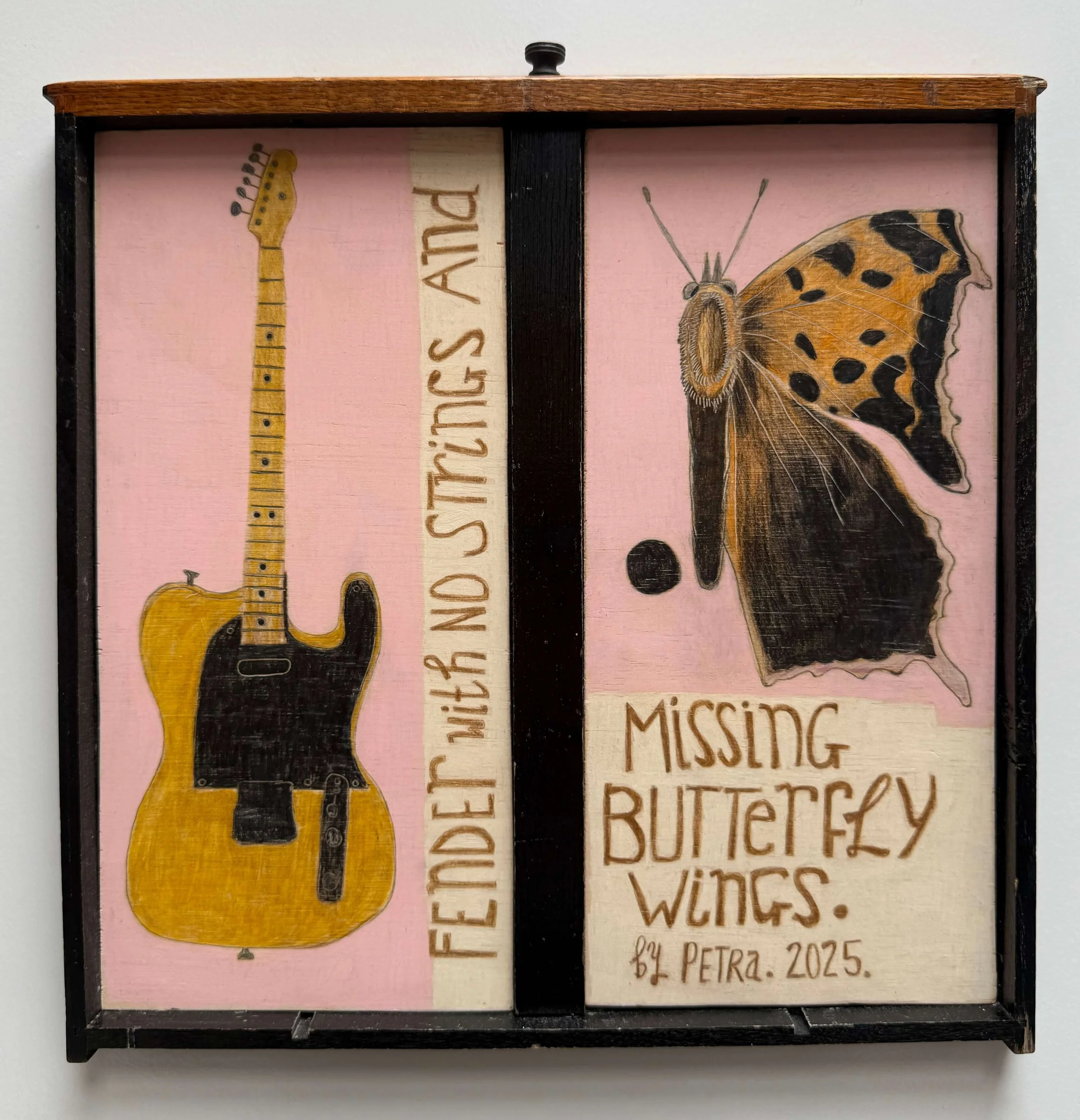 Fender with no strings and missing butterfly wings
