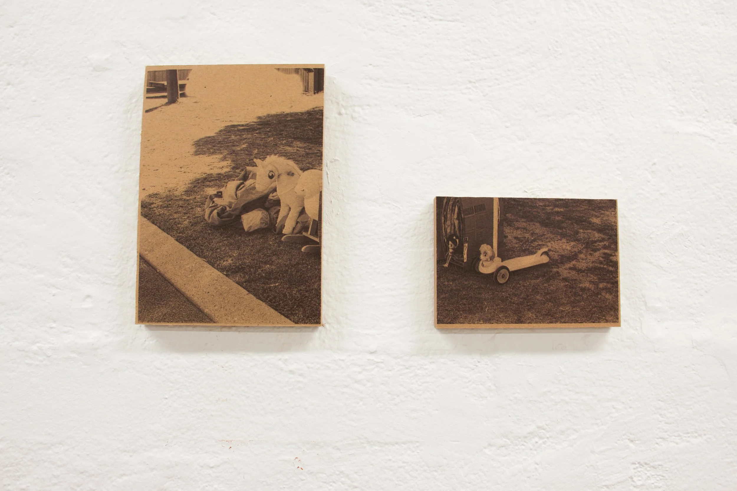 Kerbside Blocks (Toys), photographic print on plywood, 2025