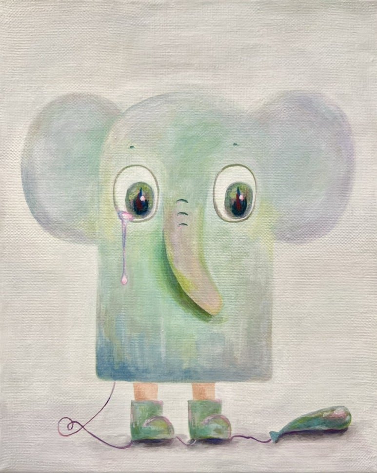 안녕 슬픔(To Sadness), 2026, Acrylic on canvas, 27.3 x 22.0 cm