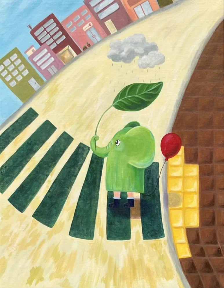 Green Crosswalk, 2026, Acrylic on Canvas, 53.0 × 40.9cm 