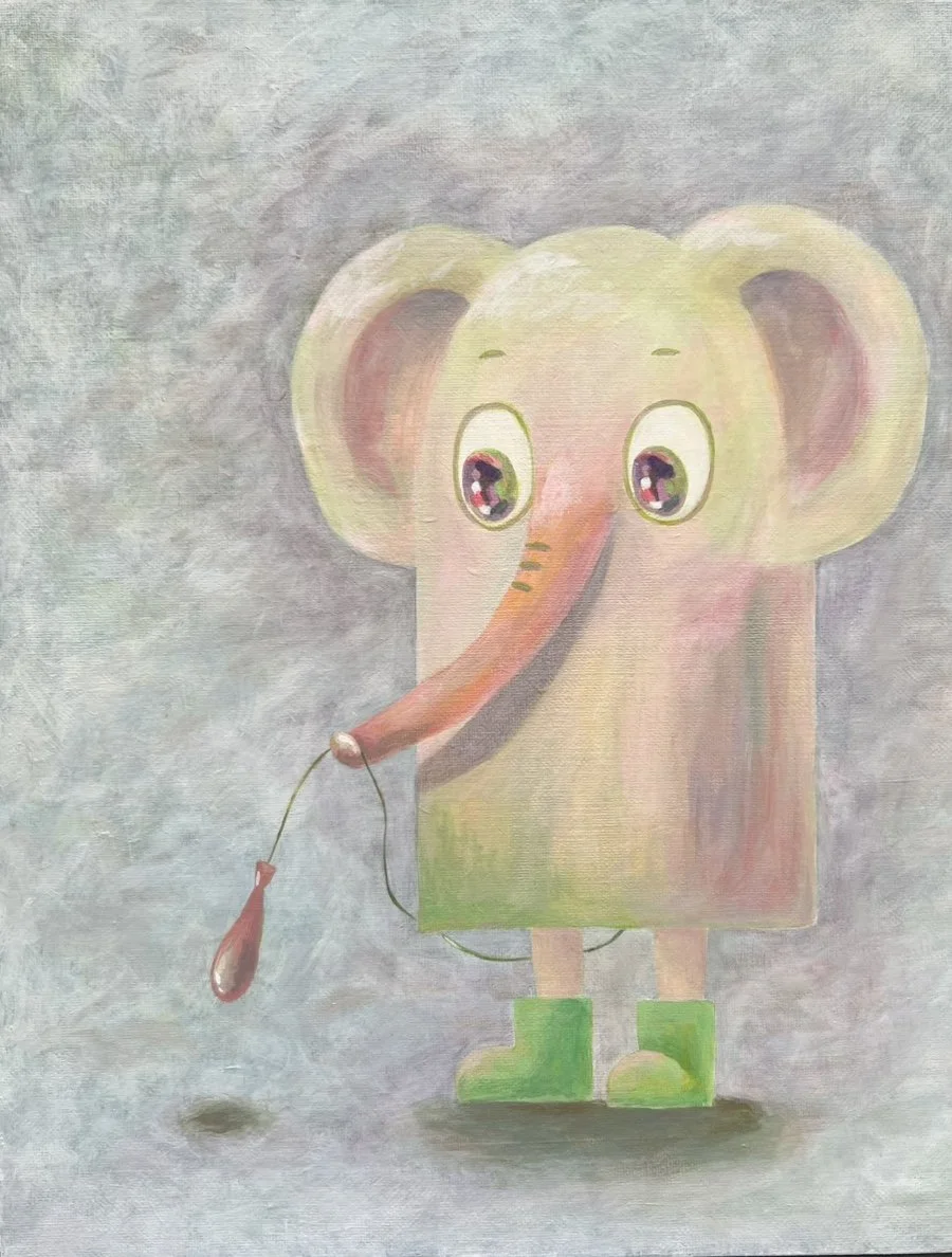 미련과 희망을 들고(Holding Regret and Hope), 2026, Acrylic on canvas, 40.9 x 31.8 cm