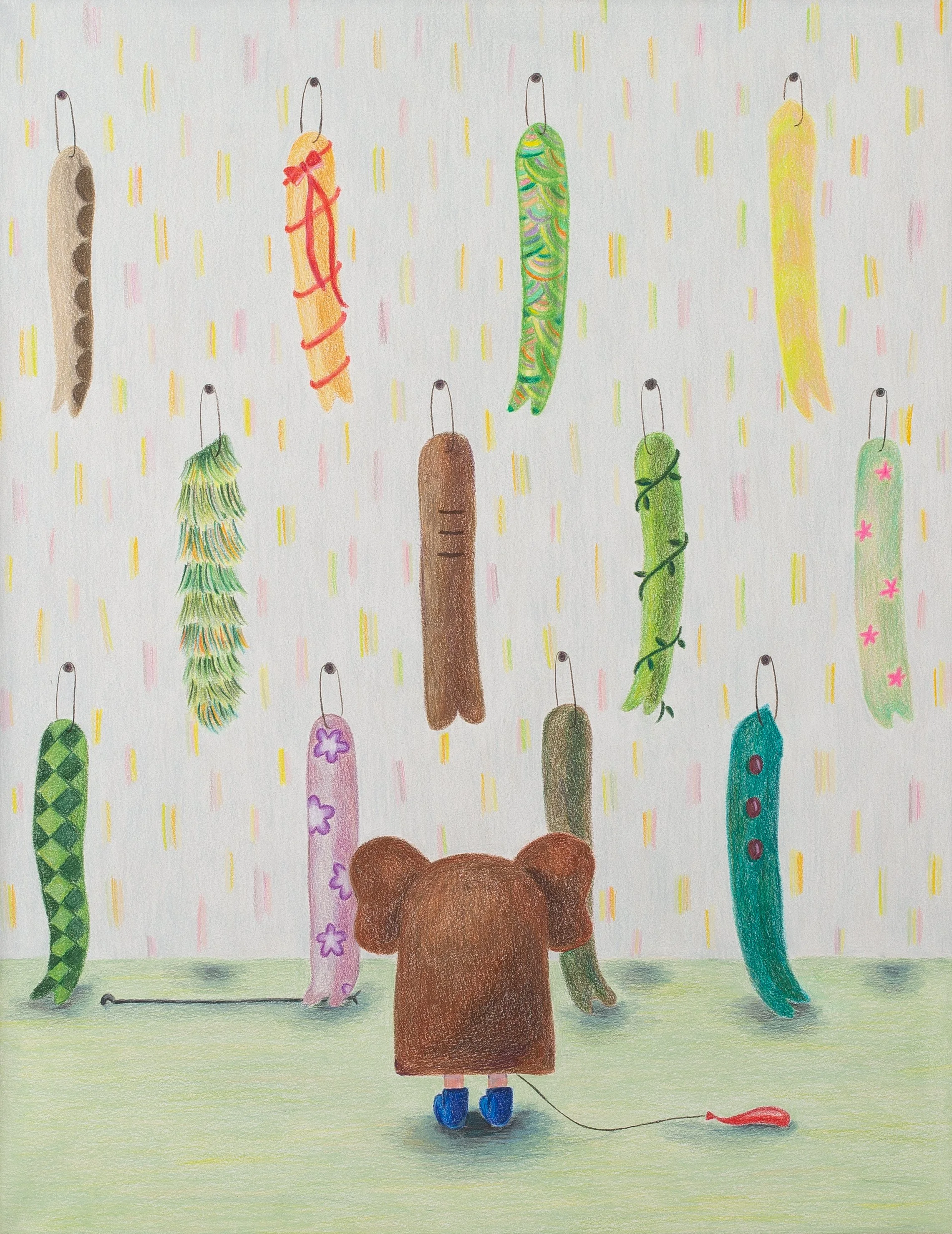 Getting Ready: Endless Choices, 2025, Colored pencil on paper, 53.0 x 40.9 cm