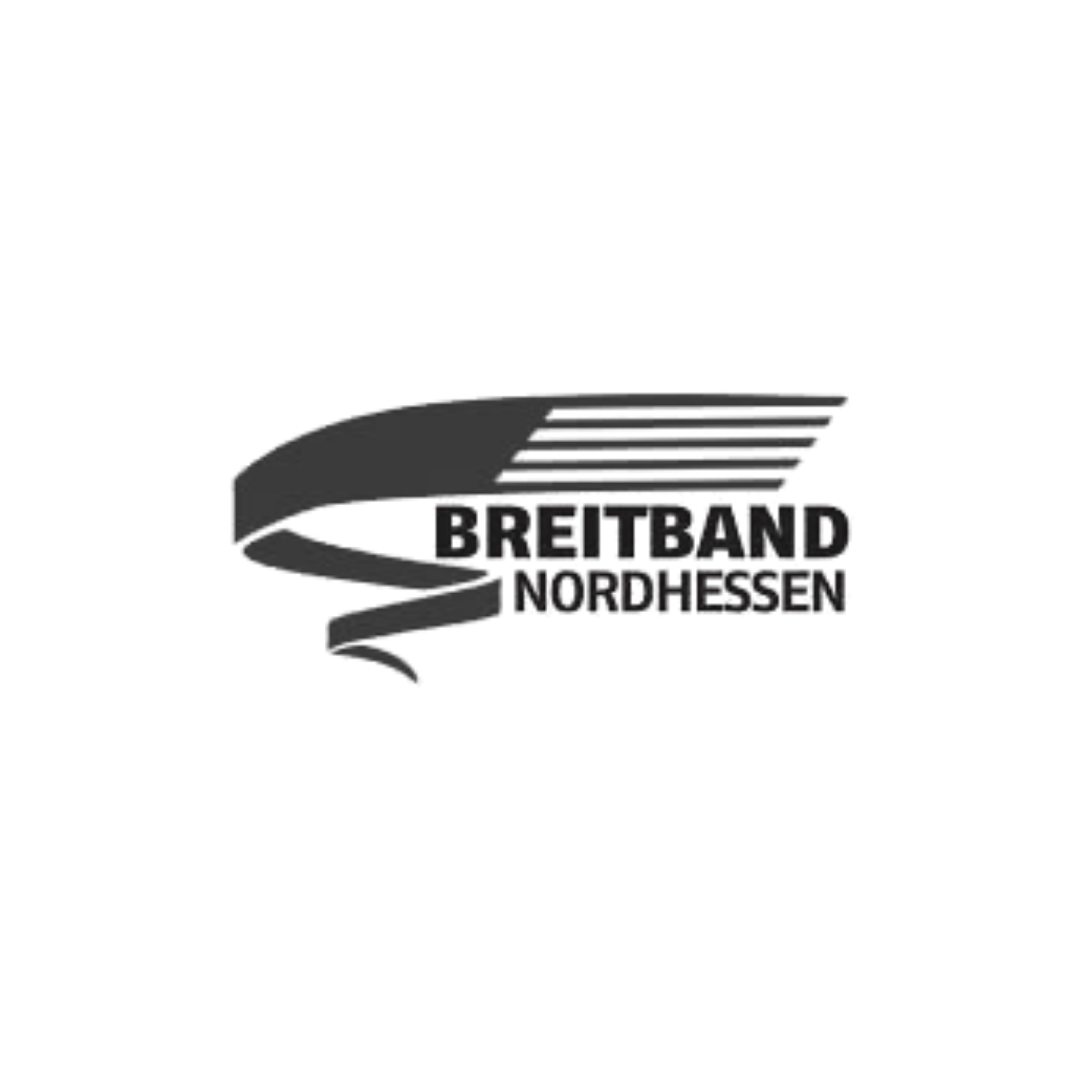 Logo des Bündnisses Nordhessen mit einem stilisierten schwarzen Flugzeug und den Worten 'BREITBAND NORDHESSEN'