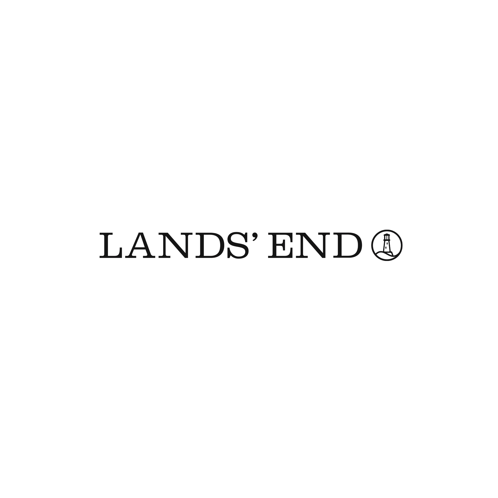 Logo mit der Aufschrift 'Lands’ End' und einem Leuchtturm-Symbol
