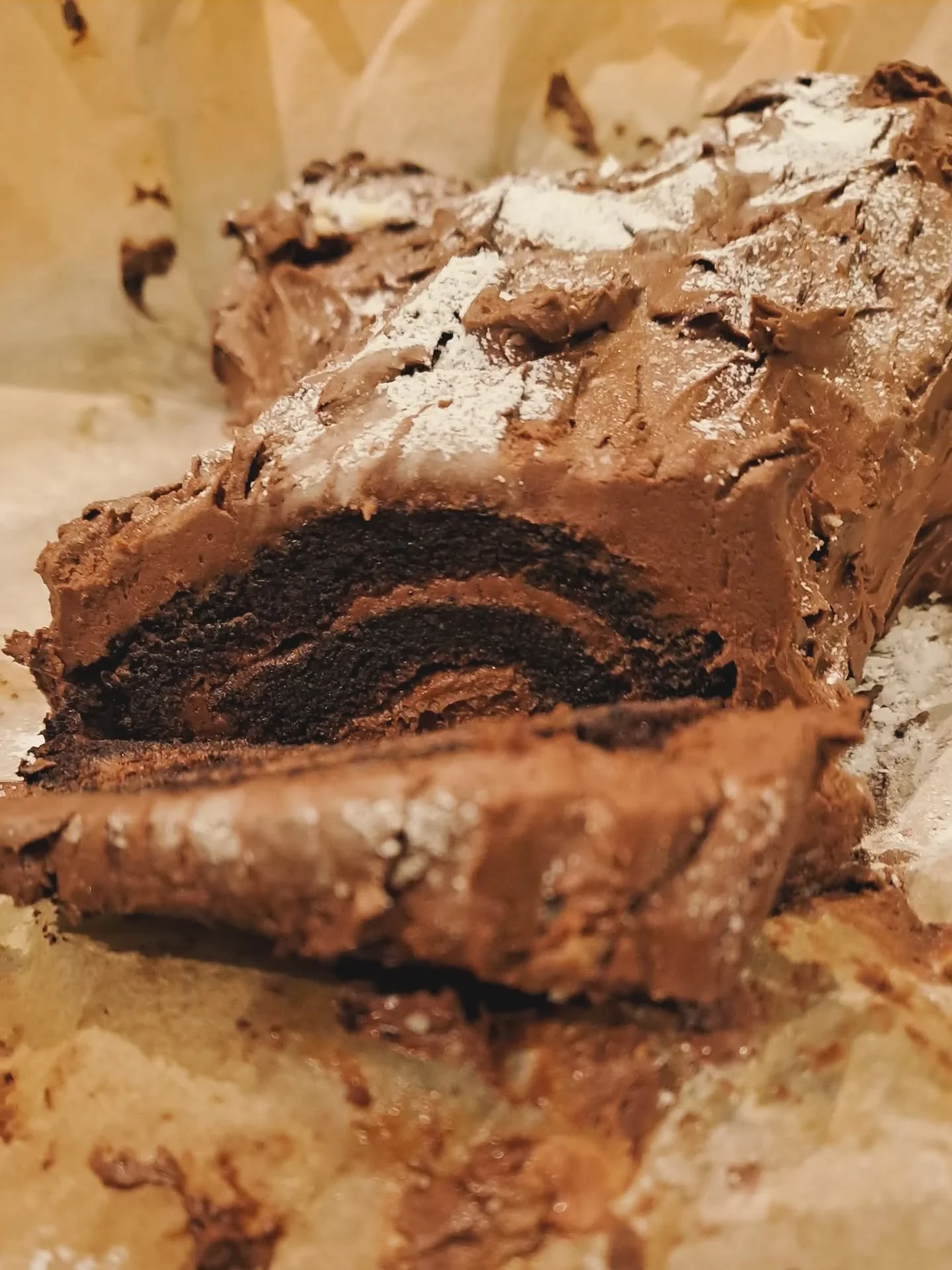 Ben's homemade chocolate yule log, (made with a smidgen of supervision.) He got a little immersed in making it as authentic as possible... It's as light as a Christmas feather.

Hope all your Christmas baking is fuelled with festive love.

#christmas