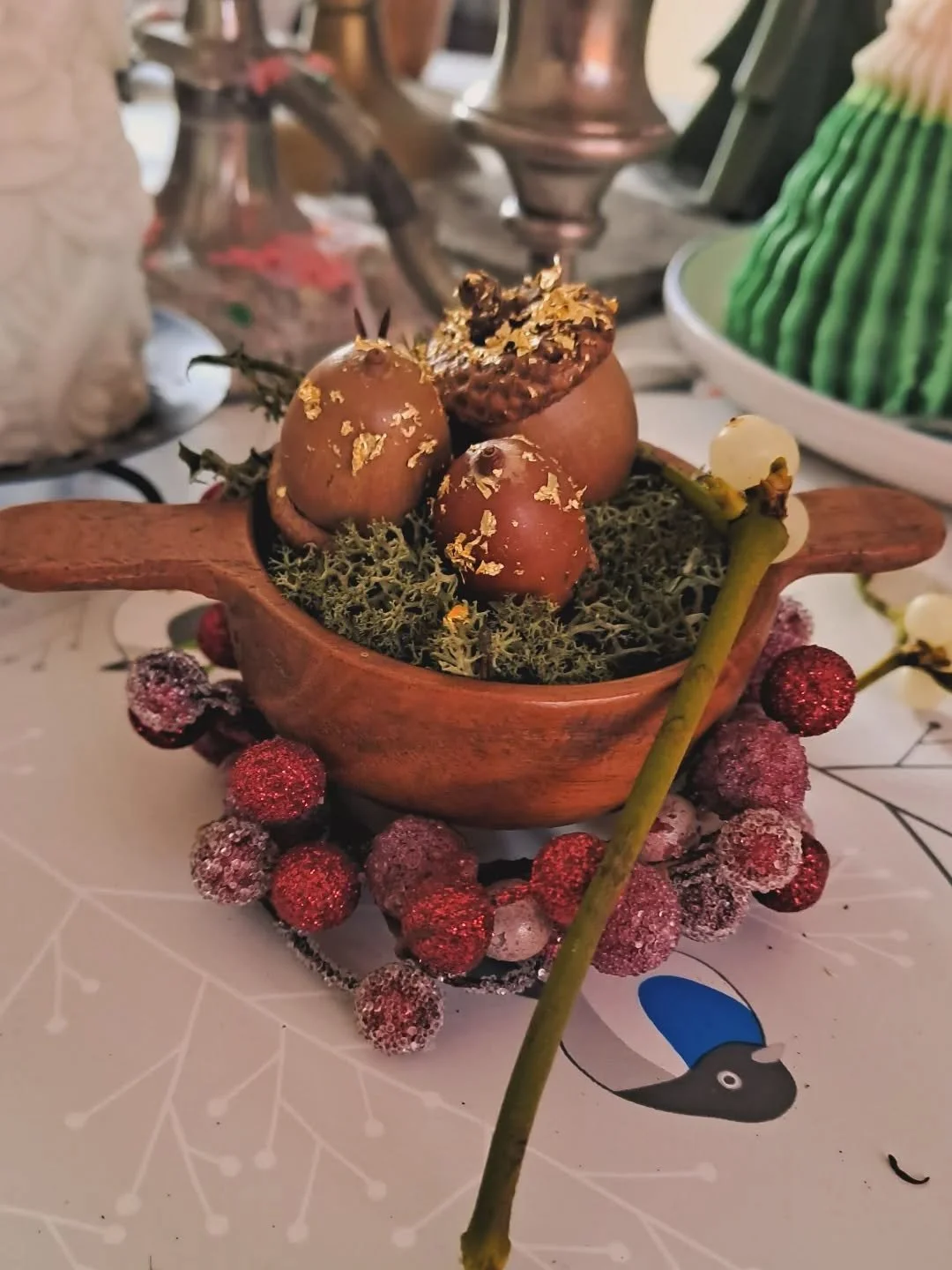 I recreated these gilded acorns from Charles Dickens's weekly magazine from the 1850s,&nbsp; 'Household Words'. They feature in an article all about the latest fashionable trends in Christmas decorations. I think they are lovely, as he specifies 'lai