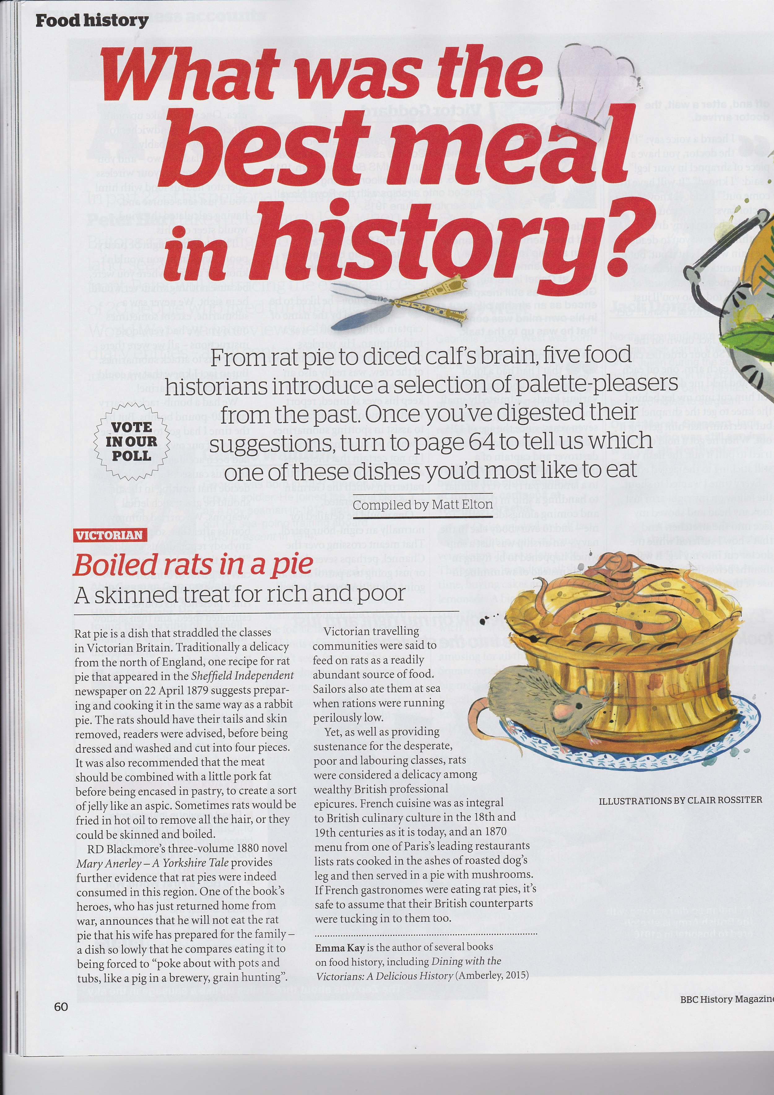  BBC History magazine 'What was the best meal in history?' featuring Historian Emma Kay