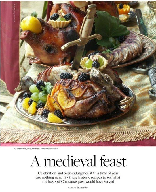 Article by Historian Emma Kay about medieval food at Christmas time for Lancashire Life magazine