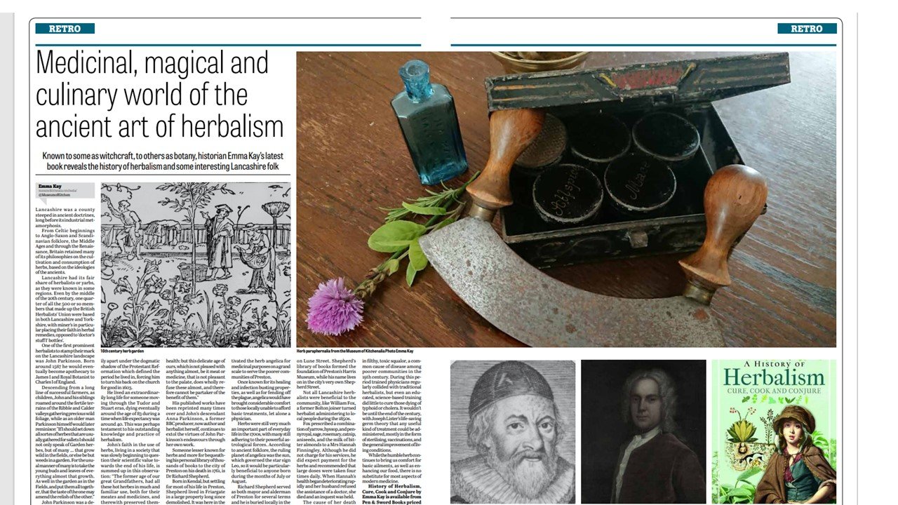 Article by Historian Emma Kay about her book 'A History of Herbalism.' Published in Lancashire Evening Post
