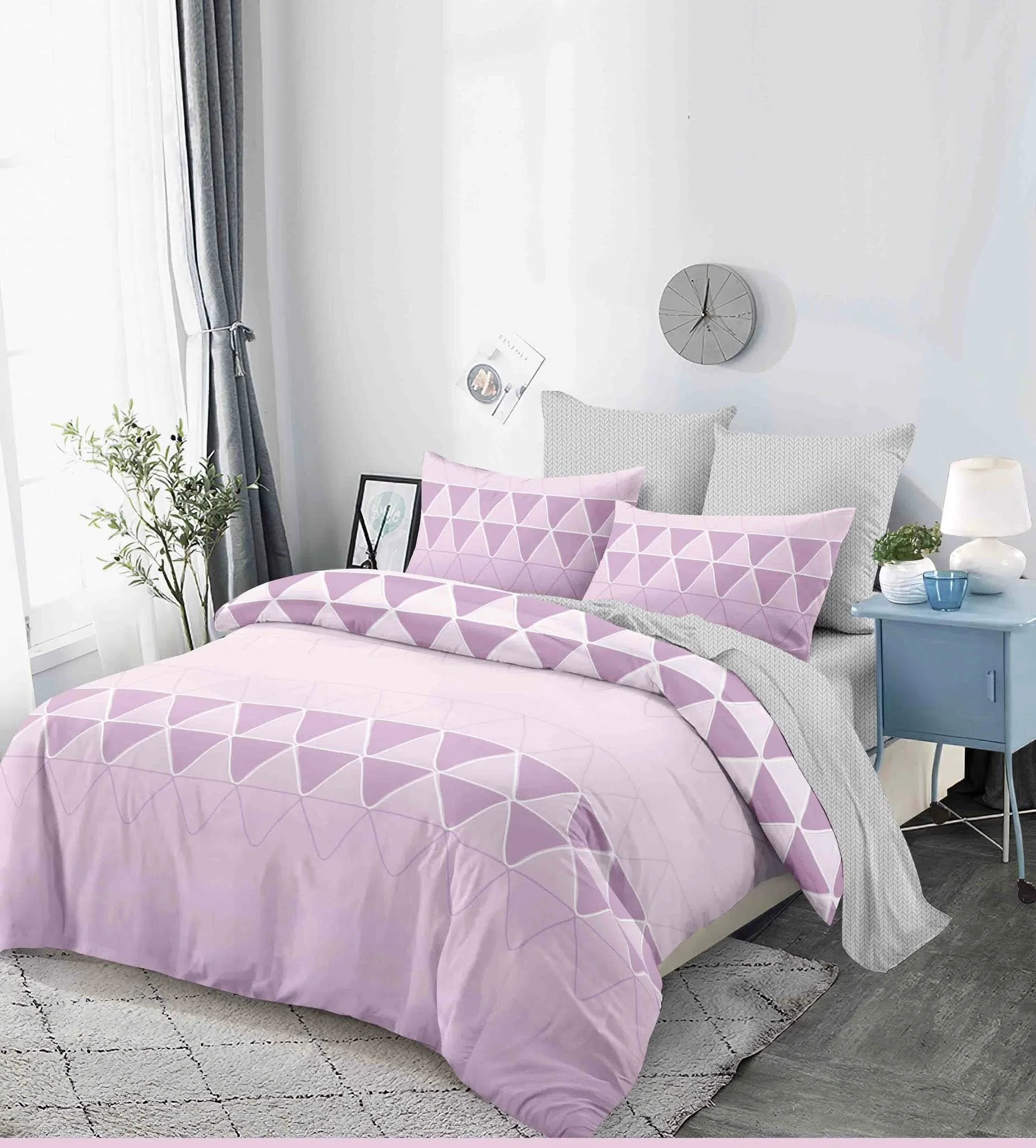 Lavender Geometric 5-Piece Bedding Set