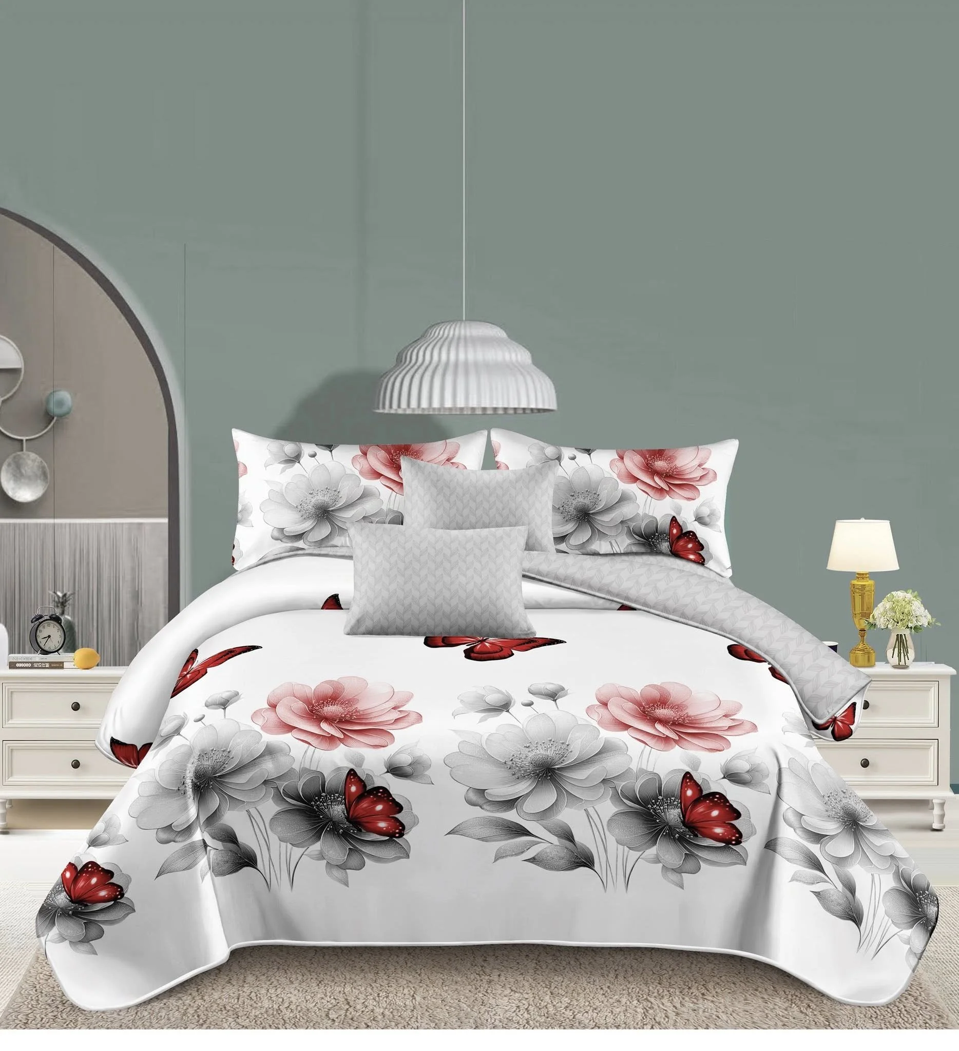 Elegant Floral 5-Piece Bedding Set