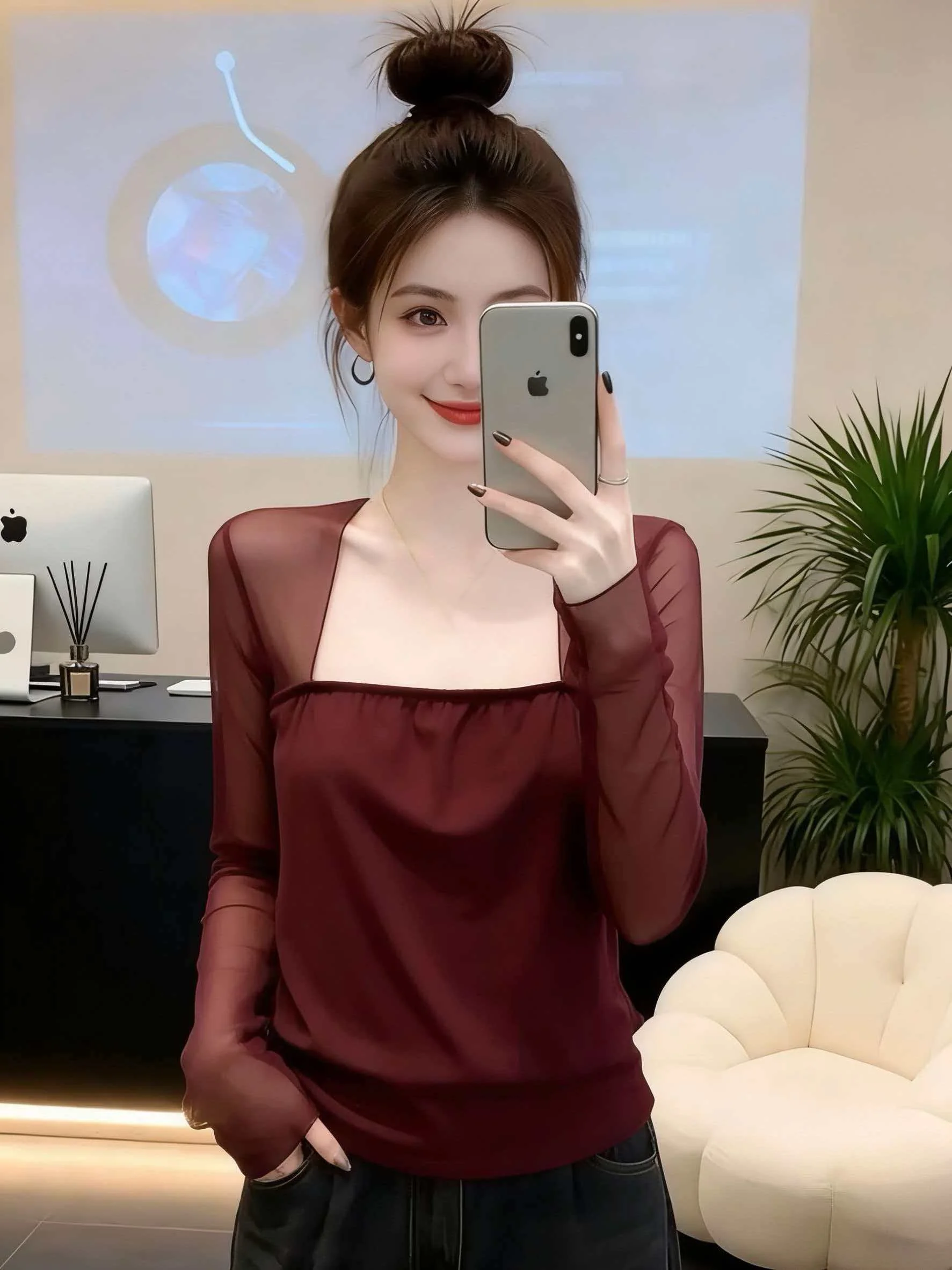 Elegant Sheer Chiffon Blouse