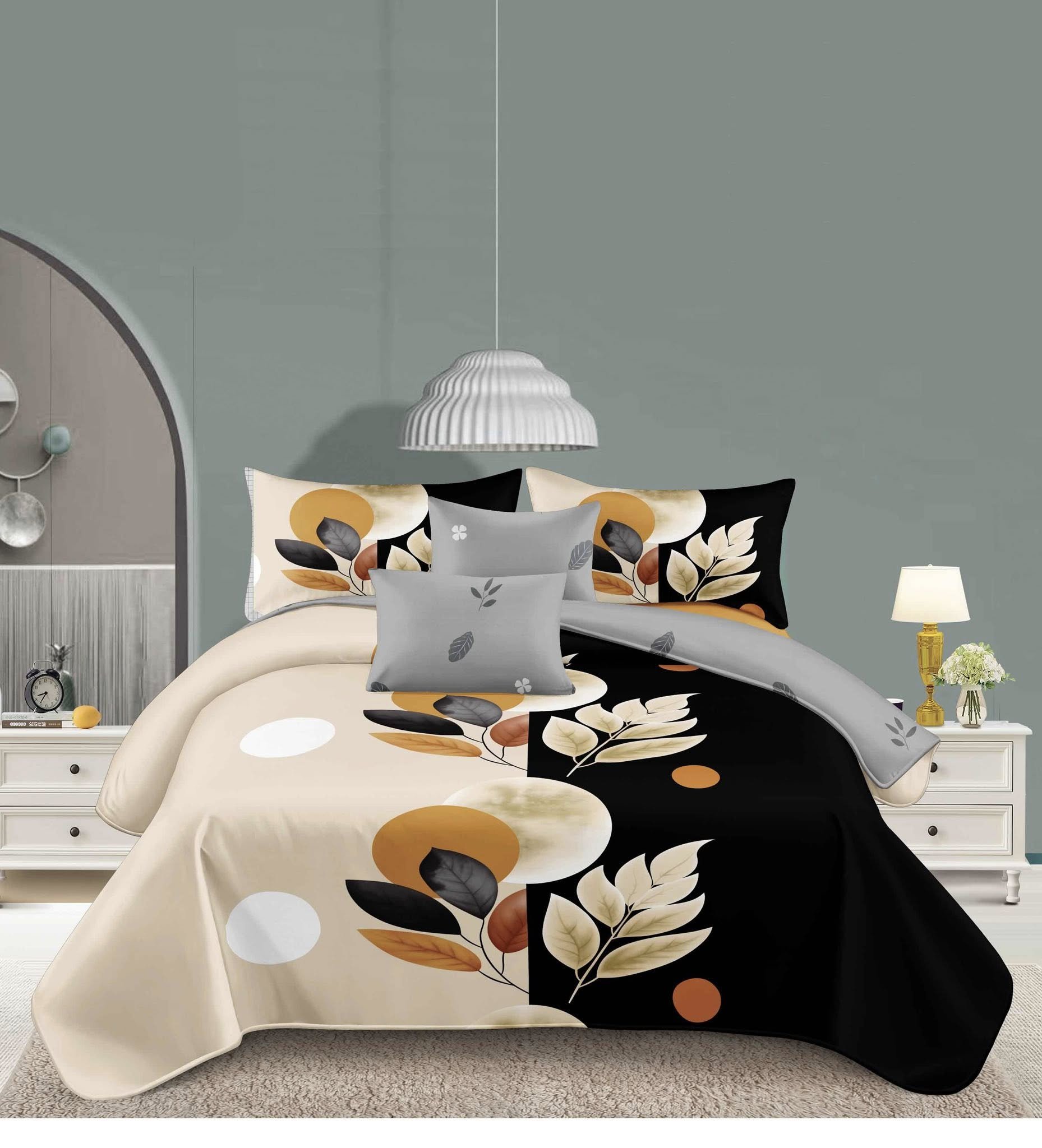 Chic Leaf Design 5-Piece Bedding Set