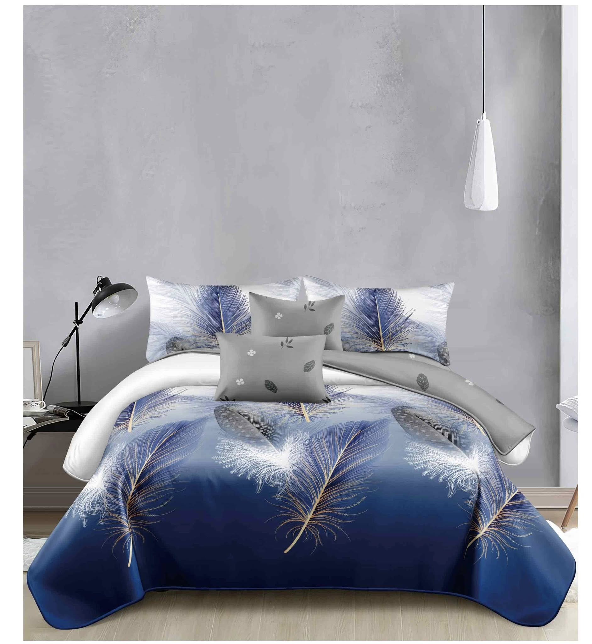5-Piece Feather Design Luxury Bed Sheet Set
