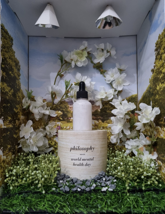 This mini window display was developed as part of an assignment to design a shoebox-scale installation that combined a brand with an institutional event back in 2022. I selected Philosophy and World Mental Health Day, using the project as an opportun