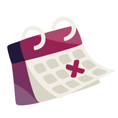 Calendar with a large red X mark on a date.