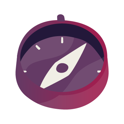 An illustration of a compass showing north direction.