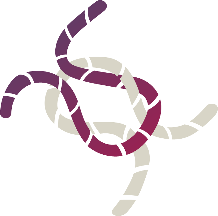 Abstract digital illustration using purple and beige colors, featuring an abstract face with circular shapes and lines.