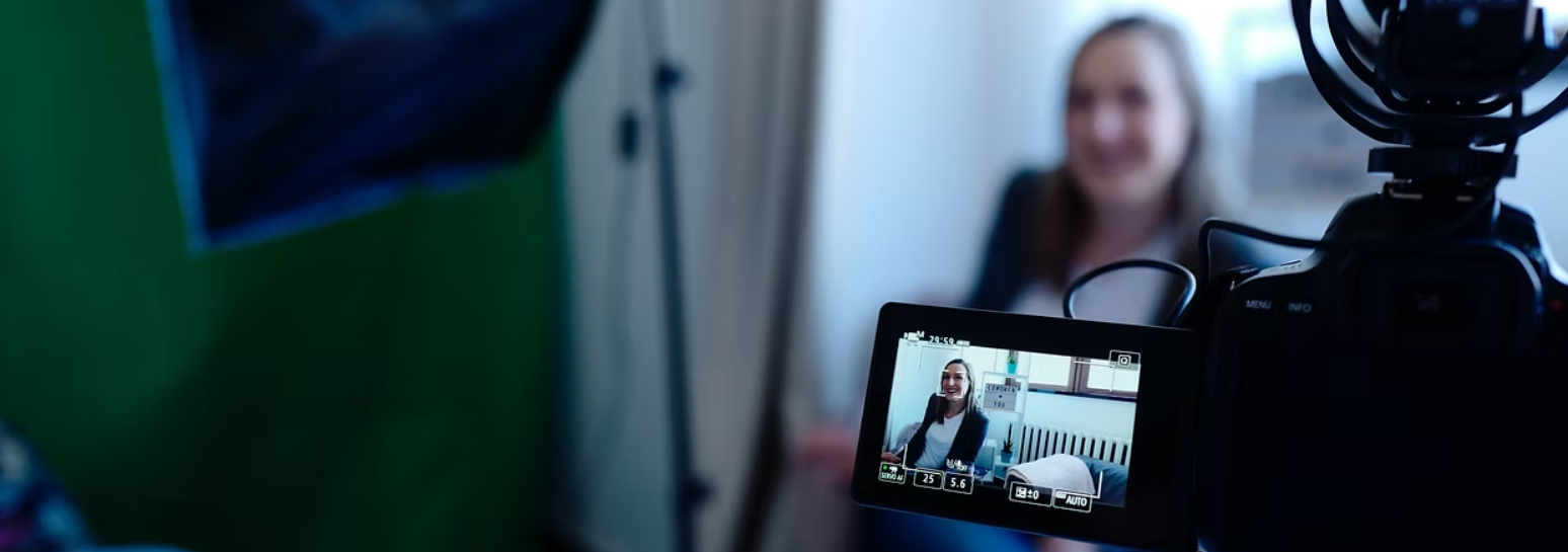 A woman being filmed