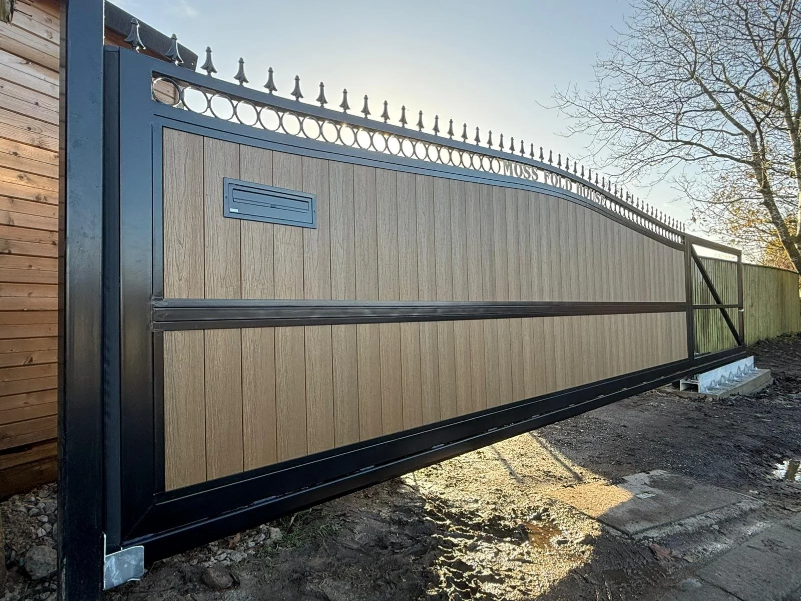 Sliding Composite driveway gate, Fabricated & installed by Whitworth Fabrications in Pontefract