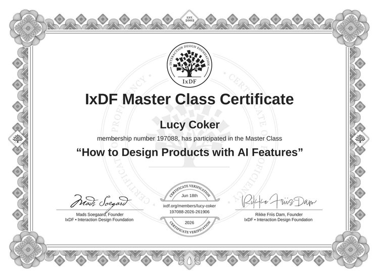 How to Design Products with AI Features certificate