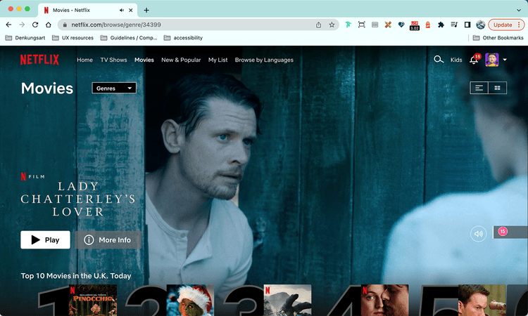 Netflix movies browse page