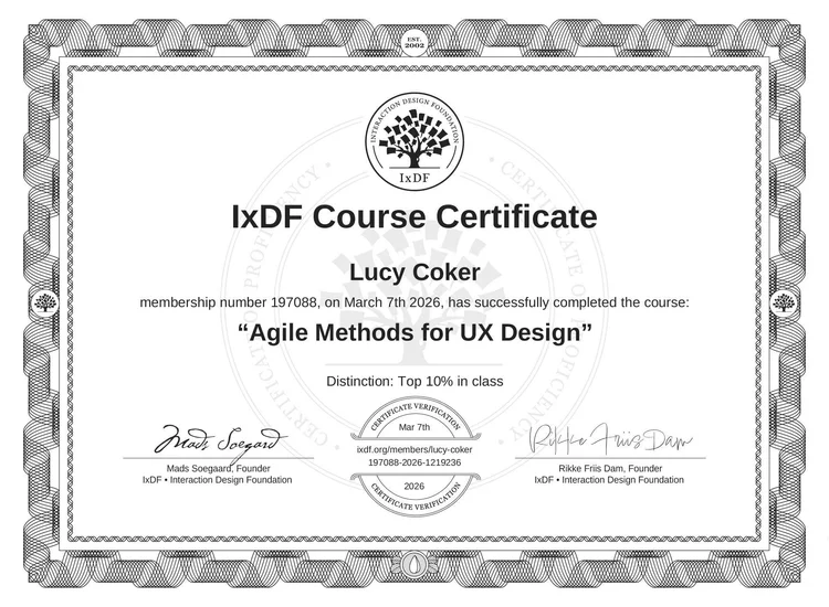 Agile Methods for UX Design certificate