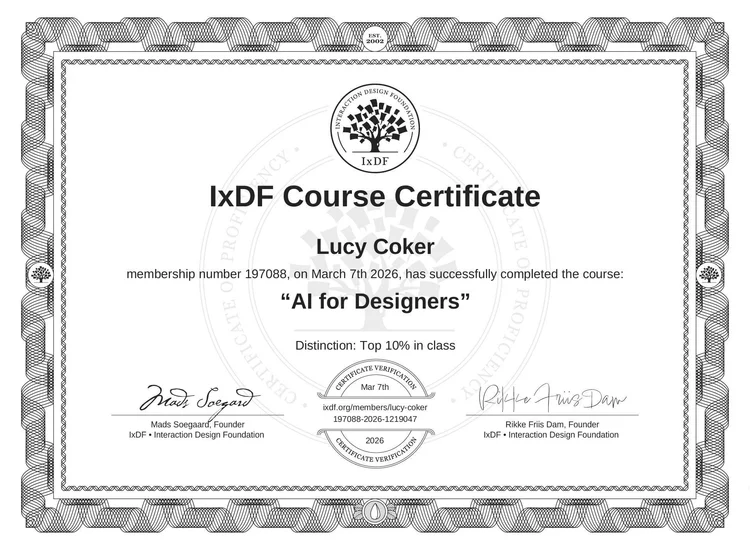 AI for Designers certificate