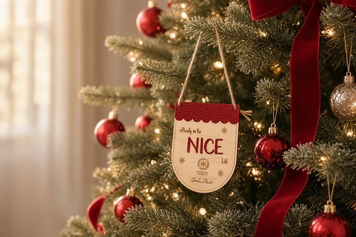 'Officially on the Nice List' Wooden Christmas Ornament