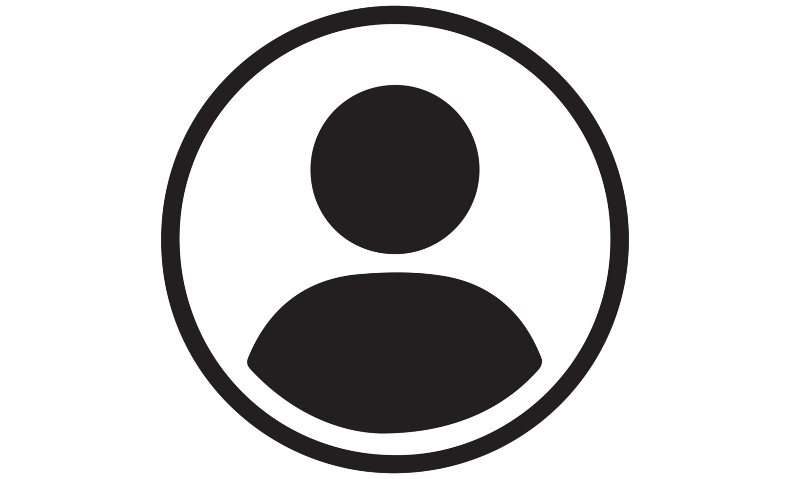 Default user profile icon, silhouette of a person in black and white with a circular background