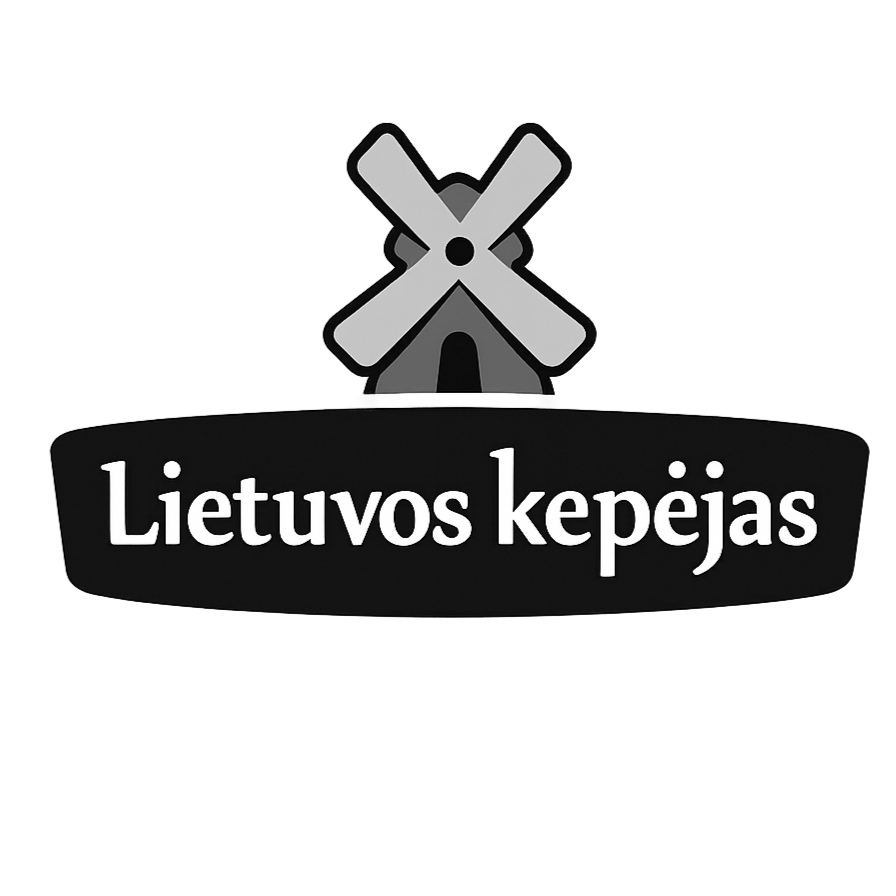 Sign with a windmill illustration and the words 'Lietuvos kebajs' in Lithuanian, indicating a Lithuanian kebab restaurant or shop.