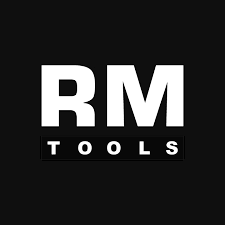 Logo for RM Tools with white text on a black background