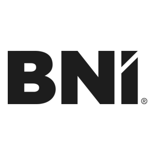 Black and white logo of BNI with stylized letters 'BNI' and a diagonal line cutting through the 'I'