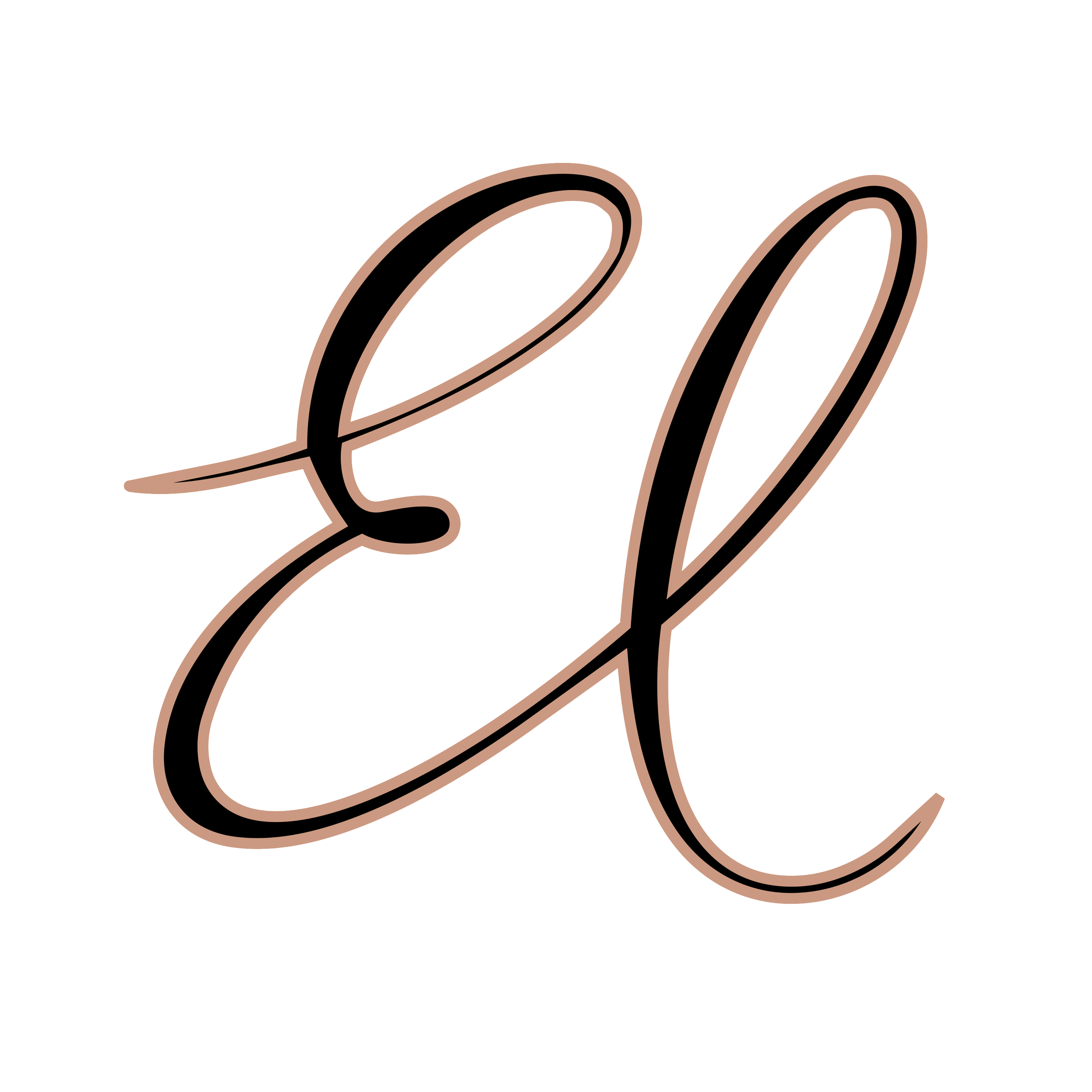 Lettre 'L' en script rose orné d'une double ligne noire sur fond transparent.