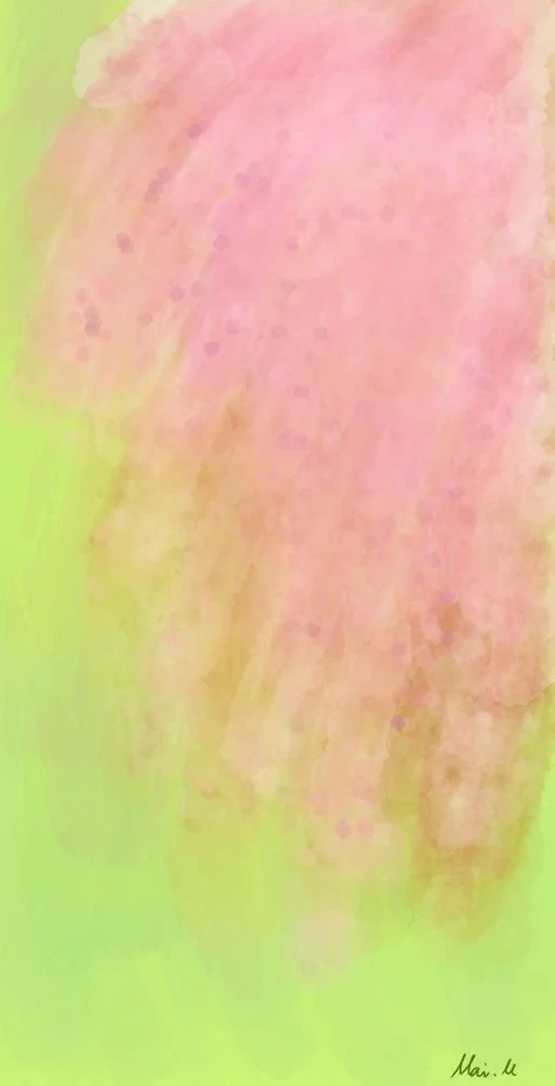 基本価格　5000JPYC　　枝垂桜の夢ーDream of weeping cherry blossoms　　とても心地よい夢を見て、その中に出てきた大きな枝垂れ桜と竹林を描きました。デジタルで抽象画を描きたいと思ったきっかけの夢です。