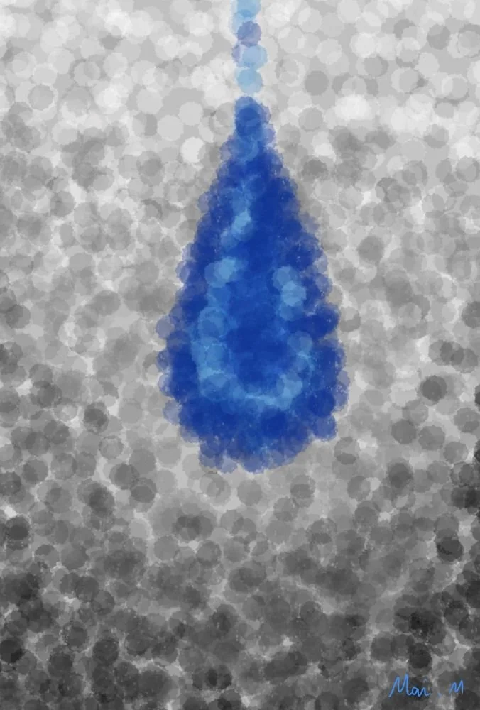 基本価格　5000JPYC　　重みーHeavy hearted　　嫌なことがあって落ち込んだ気持ちを表現しています。落ち込んだ心の奥に、悲しい気持ちがたくさん詰まった涙が落ちていく様子です。