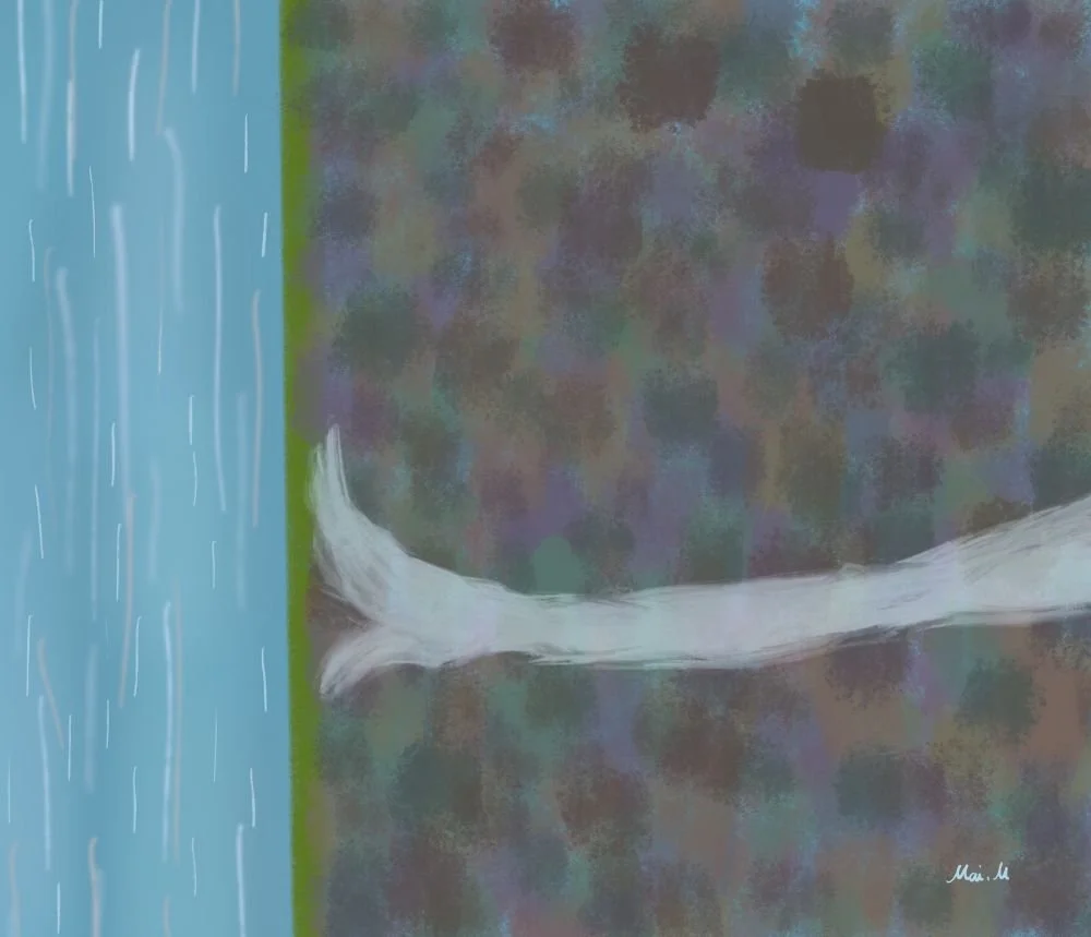 基本価格　5000JPYC　　つまるーStuck　　行き詰まった重い気持ちから抜け出そうとしている絵です。抜け出した先でも雨が降っていて、また違う悲しみが待っています。