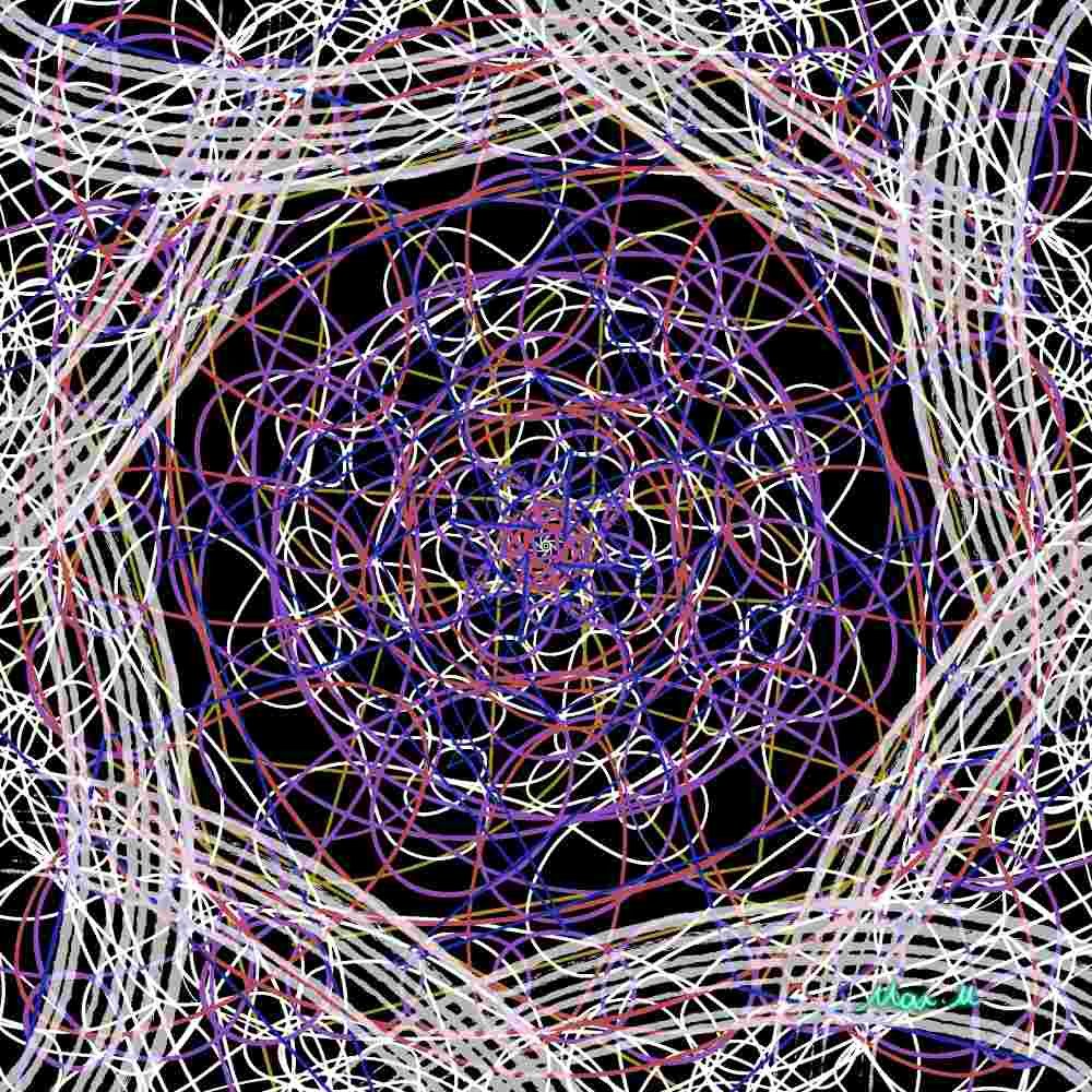 基本価格　20000JPYC　　かんぺきーPerfect　　補正されている線を何本も使って描きました。完璧な線を重ねていって、いろんな形ができていくところが面白く感じました。