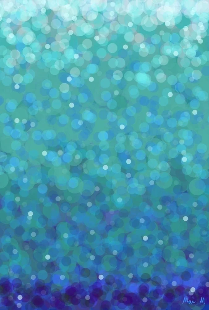 基本価格　5000JPYC　　みずたまりーPuddle　　少し深い水溜まりを横から見たところです。水面はお日様に当たってキラキラしていますが、底には泥が溜まっています。